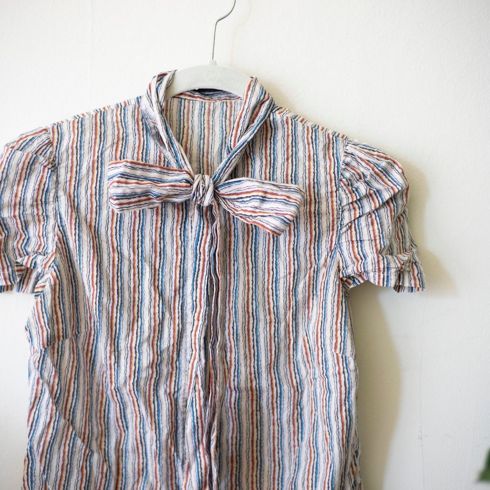 Sisley striped bow button up top